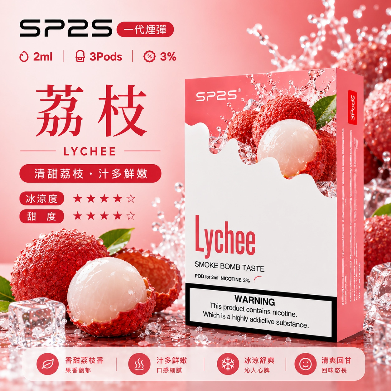 SP2S 思博瑞 SP2 通用煙彈 2ml 3顆裝 適用一代主機 多種口味